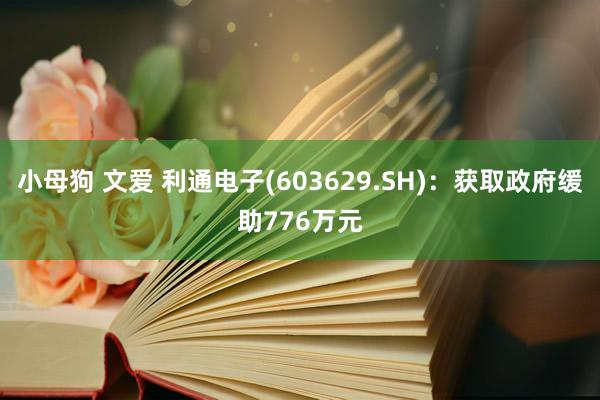 小母狗 文爱 利通电子(603629.SH)：获取政府缓助776万元