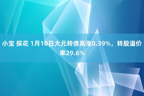 小宝 探花 1月10日大元转债高涨0.39%，转股溢价率29.6%