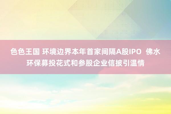 色色王国 环境边界本年首家间隔A股IPO  佛水环保募投花式和参股企业信披引温情