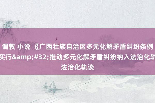 调教 小说 《广西壮族自治区多元化解矛盾纠纷条例》实行&#32;推动多元化解矛盾纠纷纳入法治化轨谈