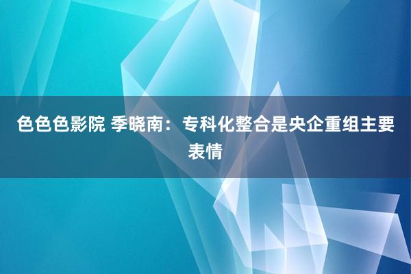 色色色影院 季晓南：专科化整合是央企重组主要表情